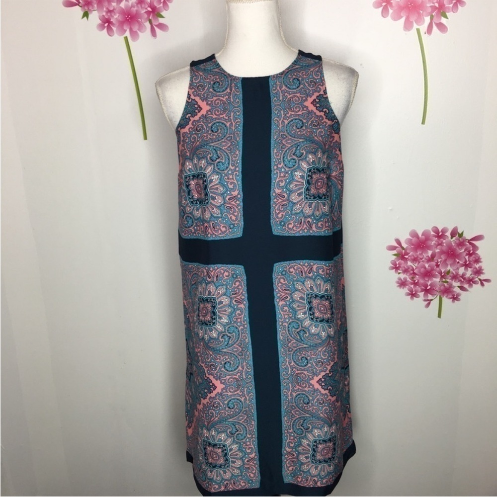 Ann Taylor Loft Paisley Sleeveless Shift Dress Sz XS EUC - Picture 4 of 10